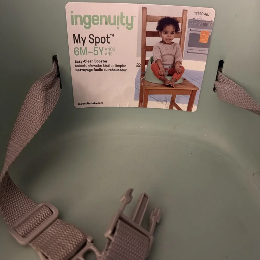 Booster Seat Toddler Ingenuity My Spot Sage Green Easy-Clean 3-Point Harness